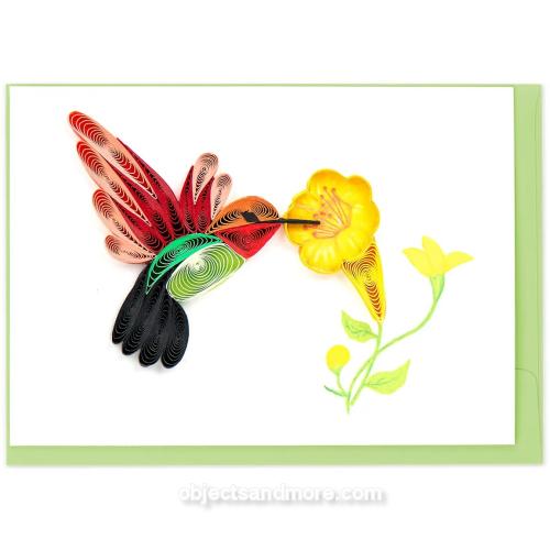Hummingbird & Flowers Mini Card by QUILLING CARD